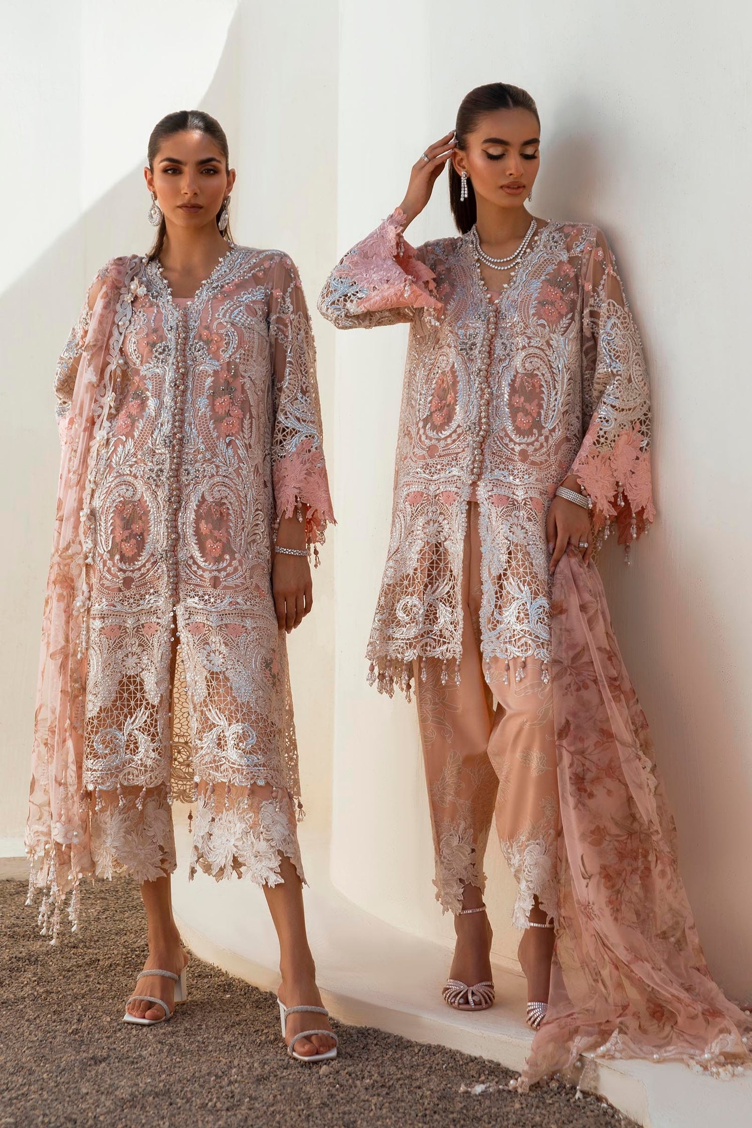 Sana Safinaz 3 Piece Custom Stitched Suit - Pink - LB289166