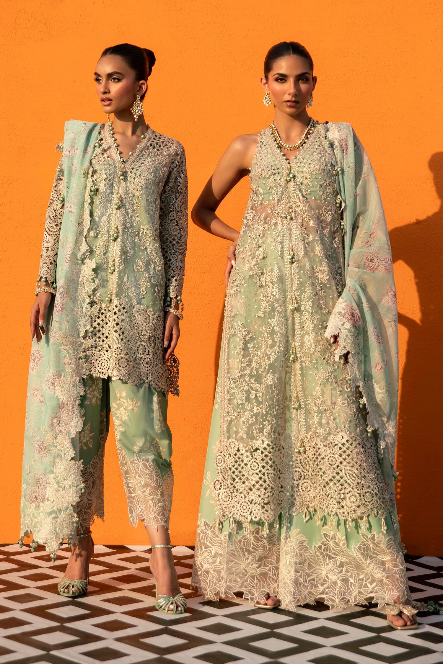 Sana Safinaz 3 Piece Custom Stitched Suit - Green - LB288960