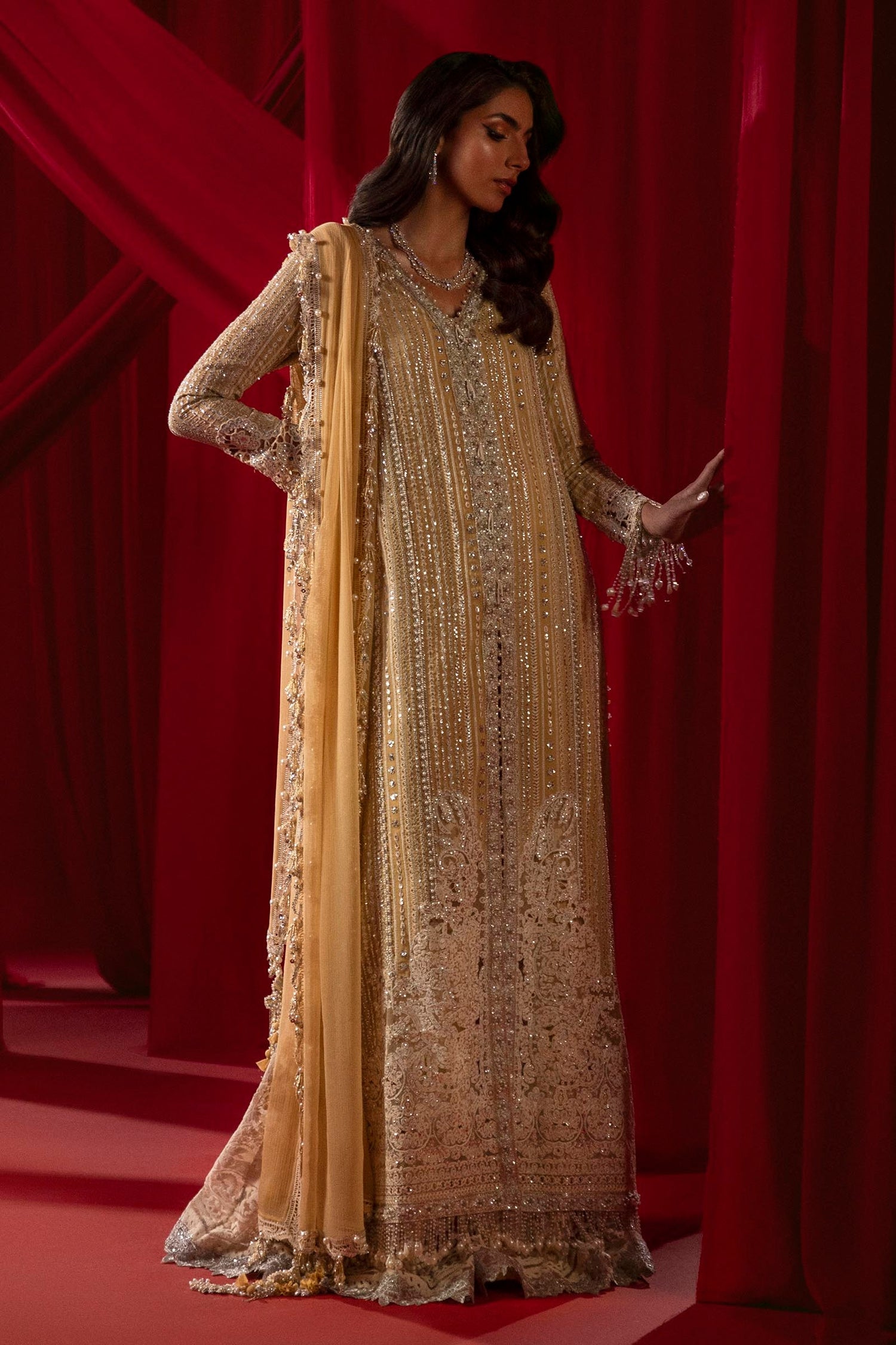 Sana Safinaz 3 Piece Custom Stitched Suit - Beige - LB288958