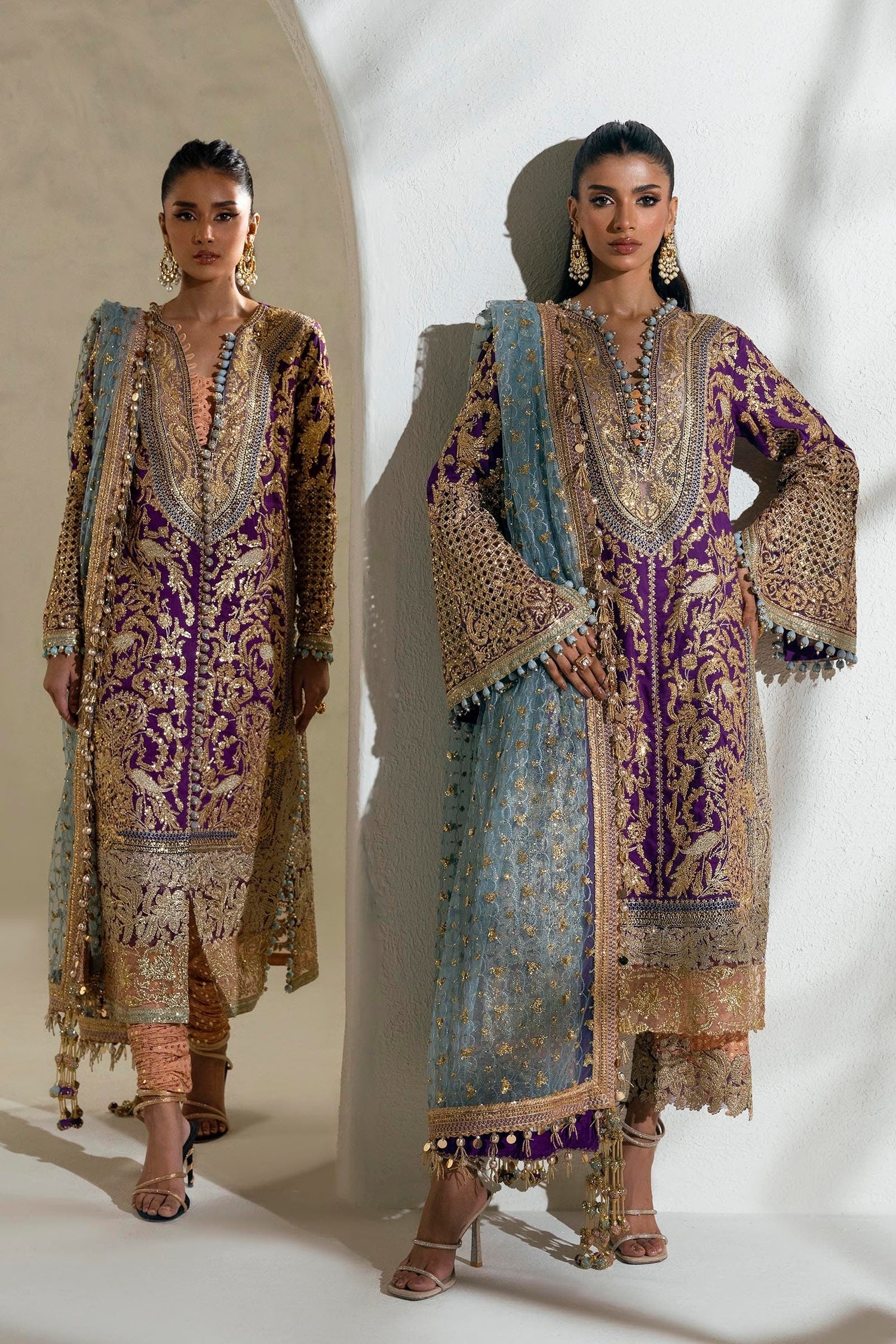 Sana Safinaz 3 Piece Custom Stitched Suit - Purple - LB287963