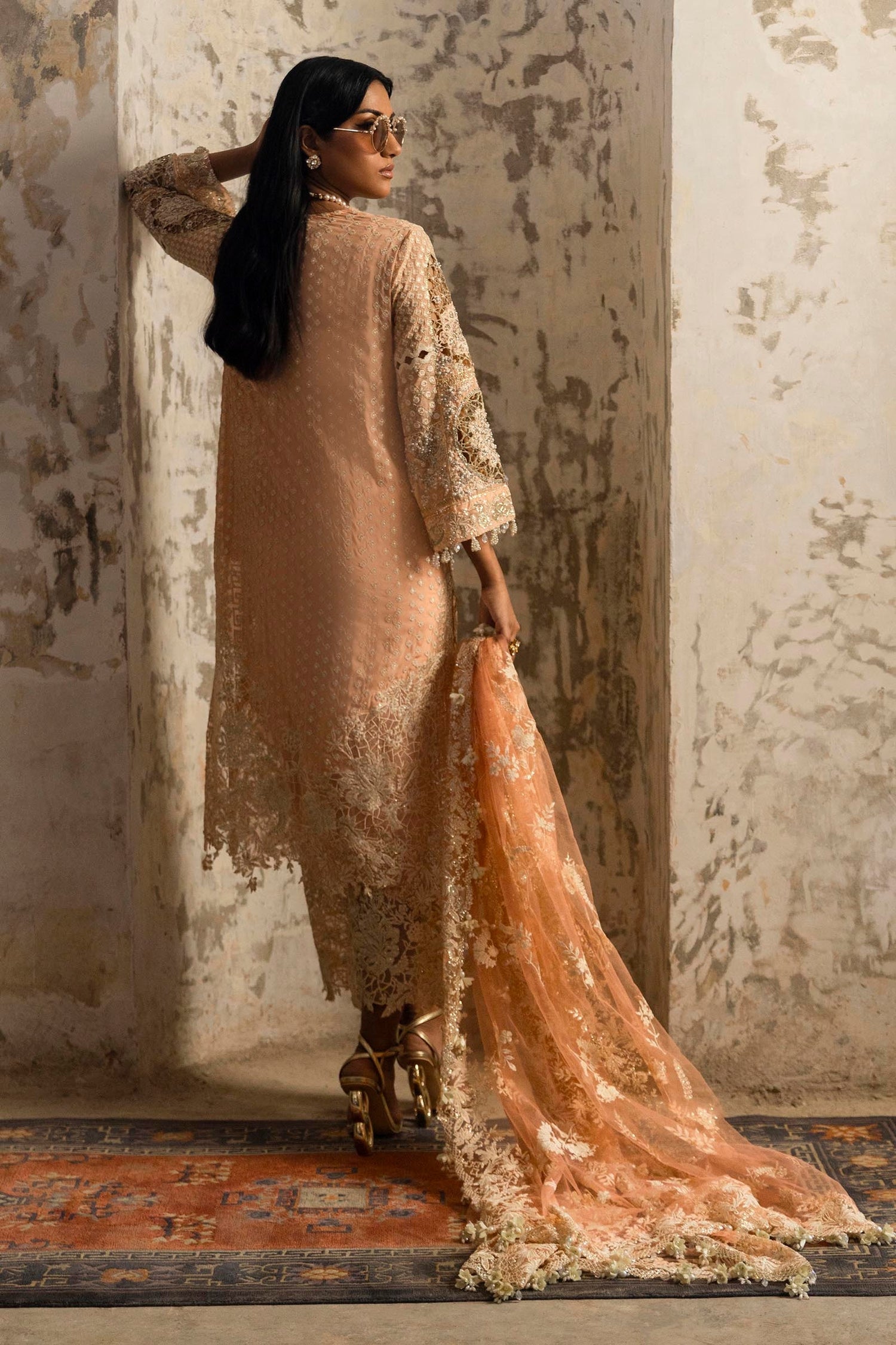 Sana Safinaz 3 Piece Custom Stitched Suit - Beige - LB288417