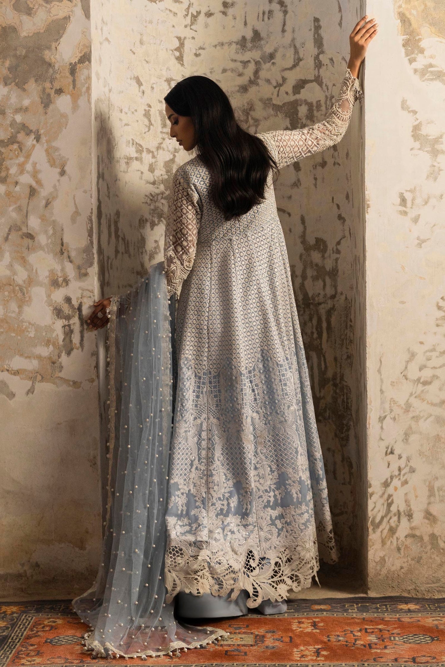 Sana Safinaz 3 Piece Custom Stitched Suit - Blue - LB288435