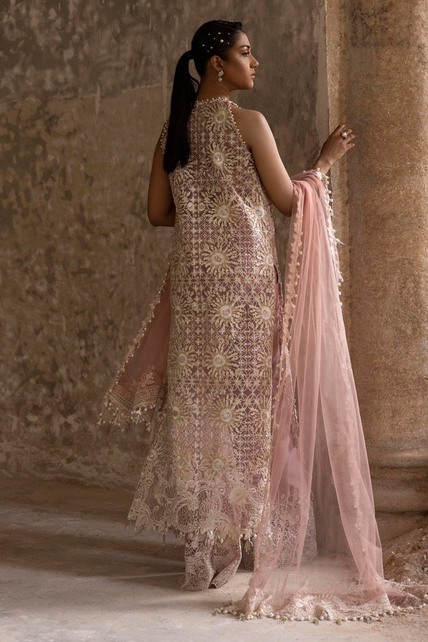 Sana Safinaz 3 Piece Custom Stitched Suit - Pink - LB288470