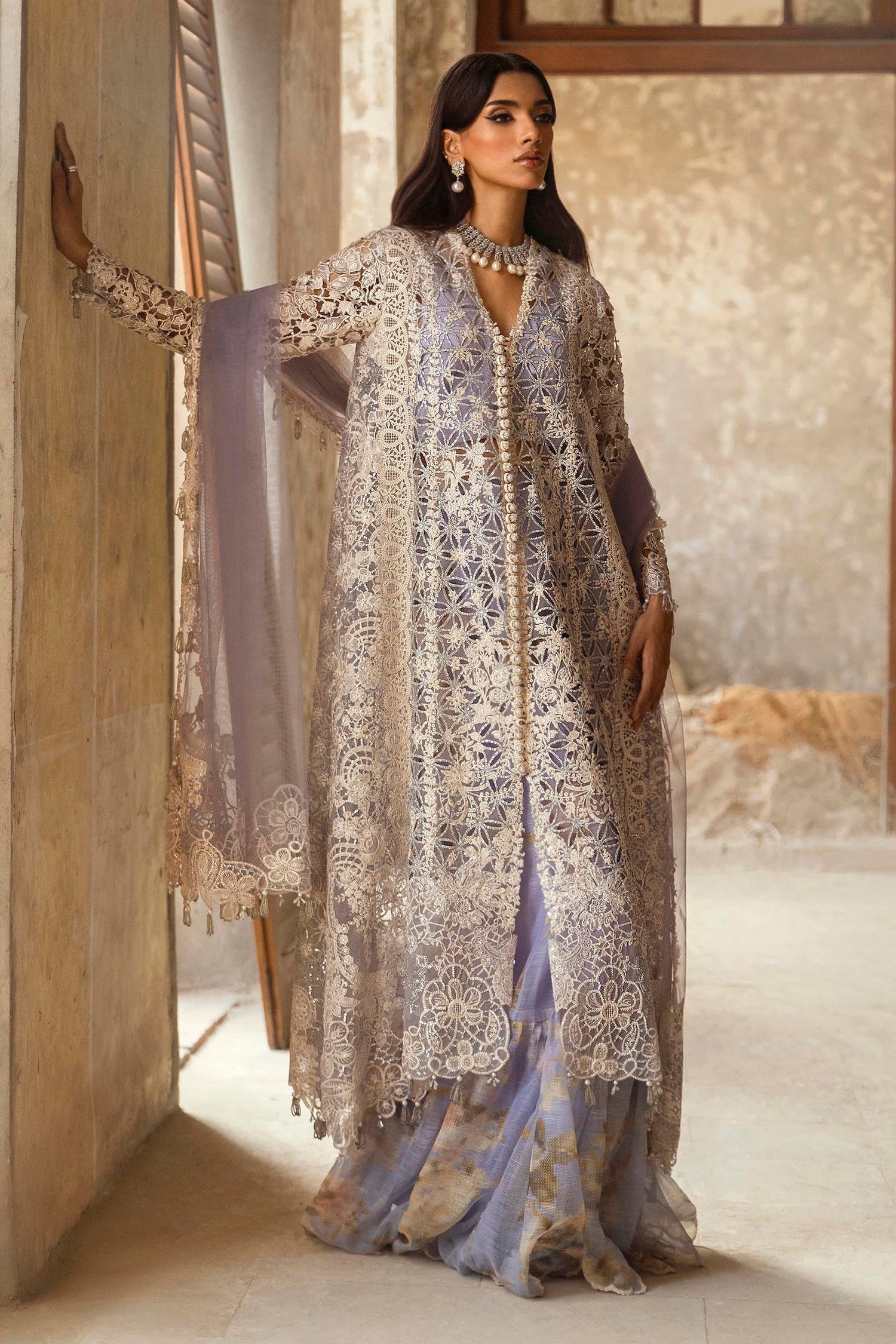 Libasco Sana Safinaz 3 Piece Custom Stitched Suit - Purple - LB288475