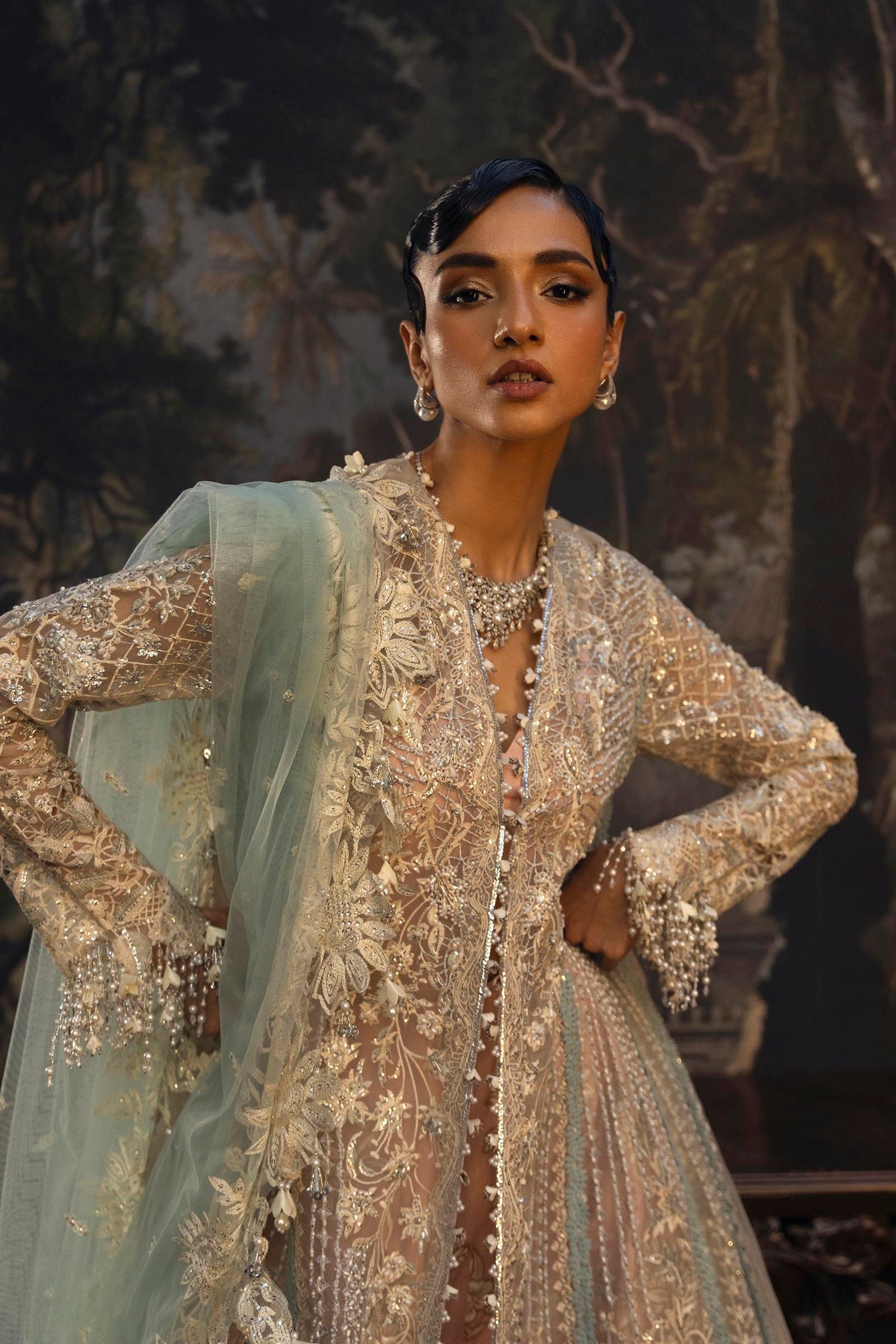 Sana Safinaz 3 Piece Custom Stitched Suit - Off-White - LB29717