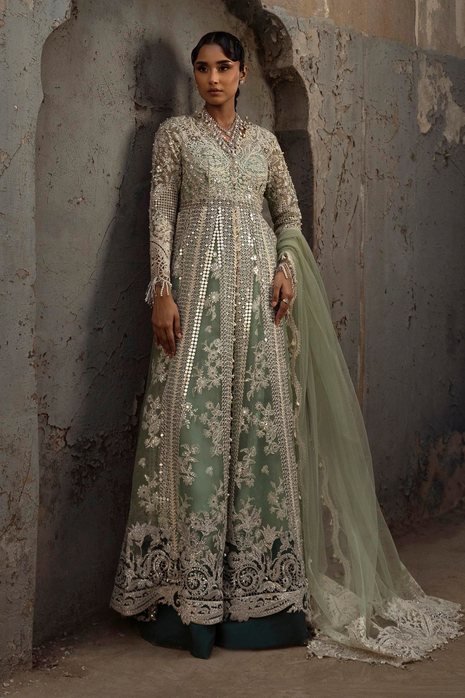 Sana Safinaz 3 Piece Custom Stitched Suit - Green - LB29721