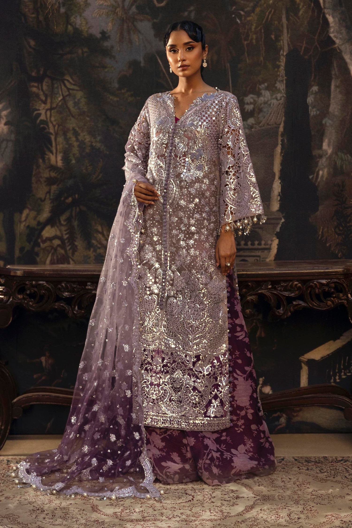 Sana Safinaz 3 Piece Custom Stitched Suit - Purple - LB29722