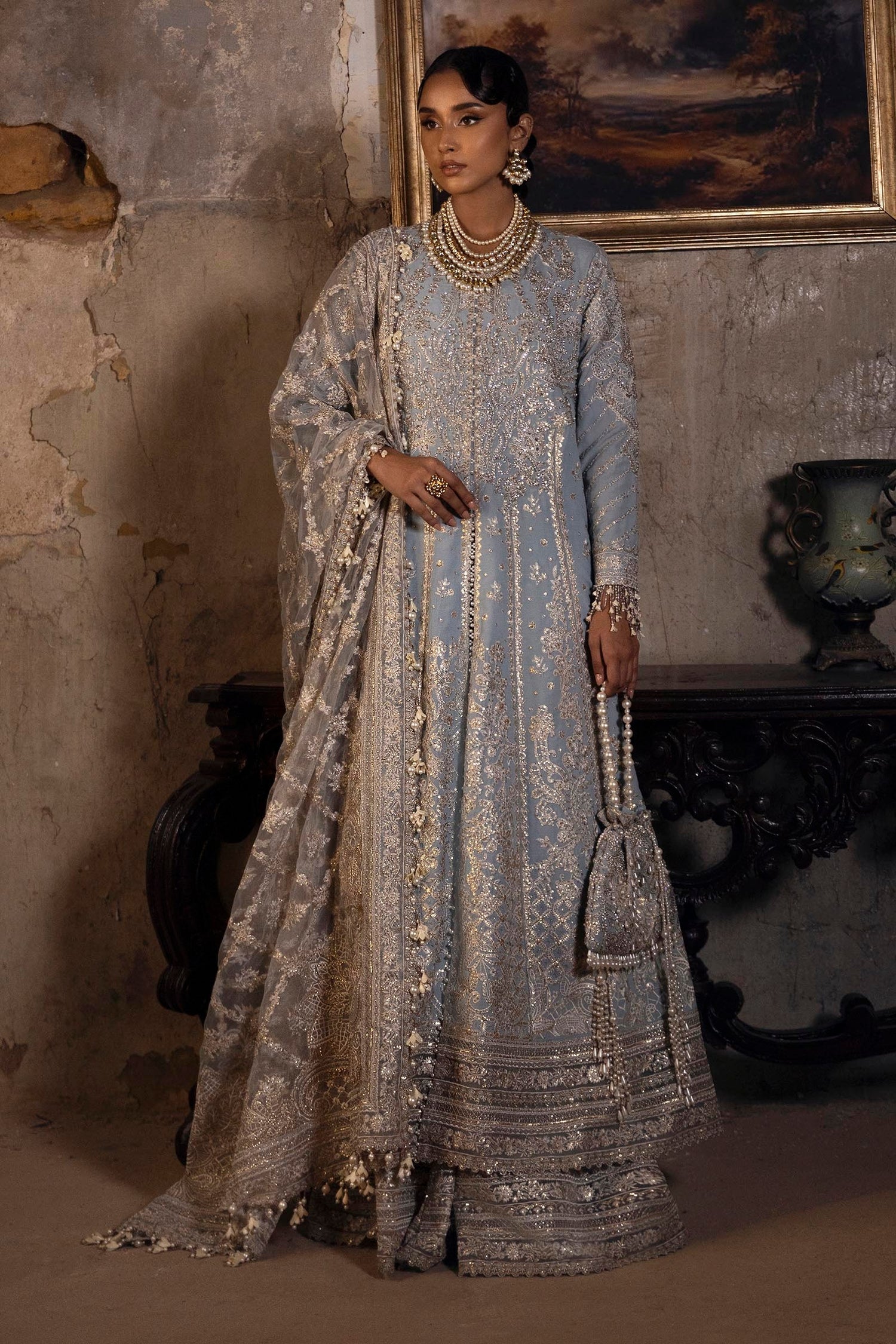 Sana Safinaz 3 Piece Custom Stitched Suit - Blue - LB29724