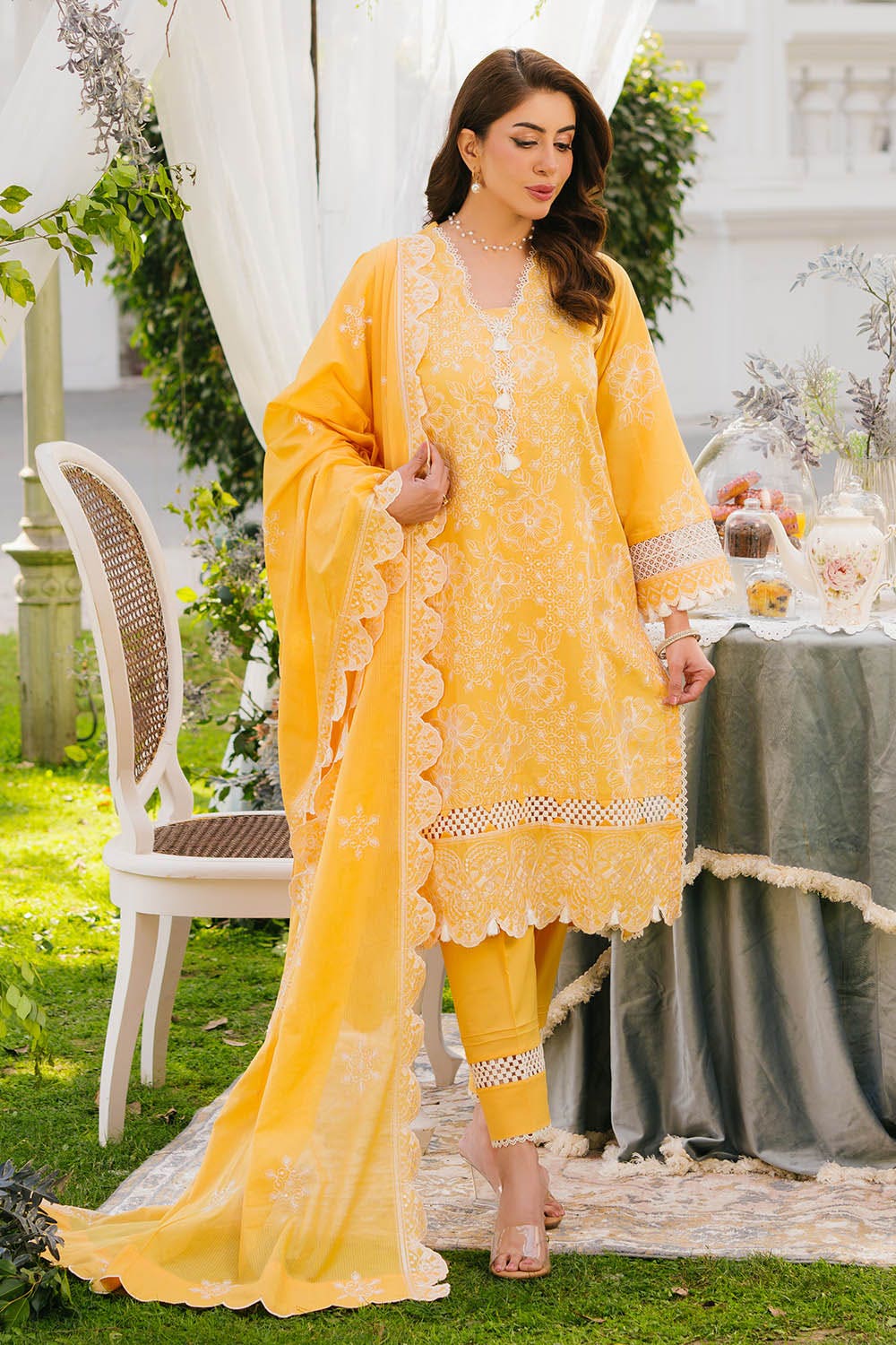 Gul Ahmed 3 Piece Custom Stitched Suit - Yellow - LB29207