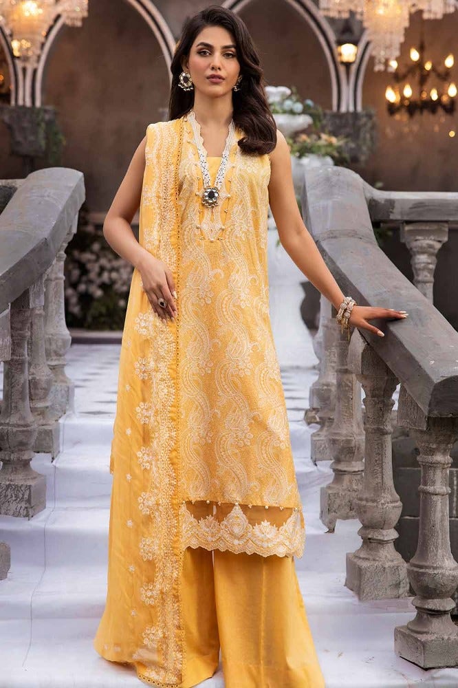 Gul Ahmed 3 Piece Custom Stitched Suit - Yellow - LB286238