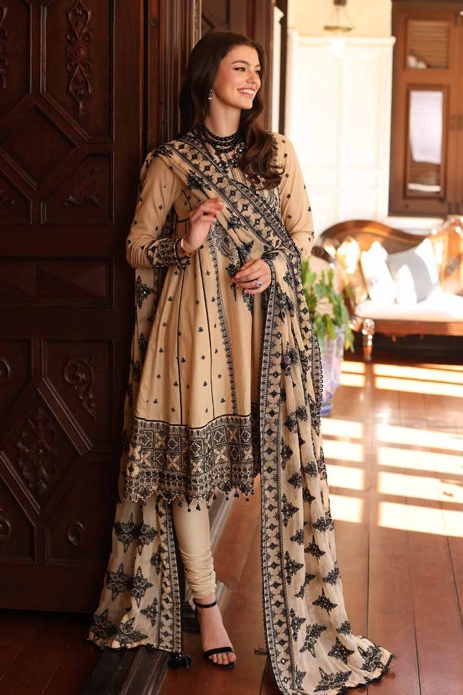 Gul Ahmed 3 Piece Custom Stitched Suit - Beige - LB286282