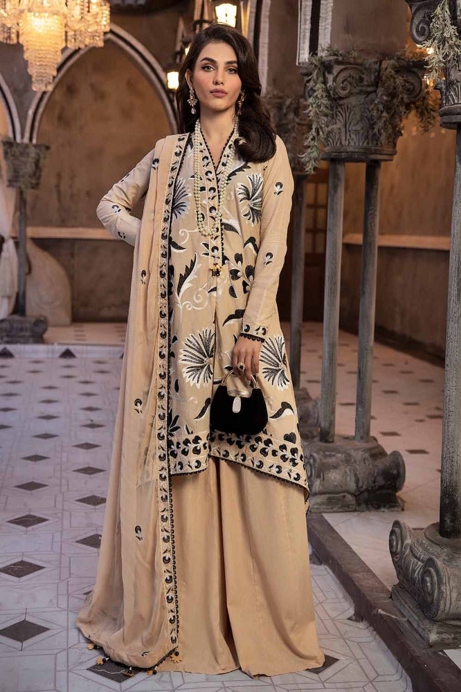 Gul Ahmed 3 Piece Custom Stitched Suit - Beige - LB286277