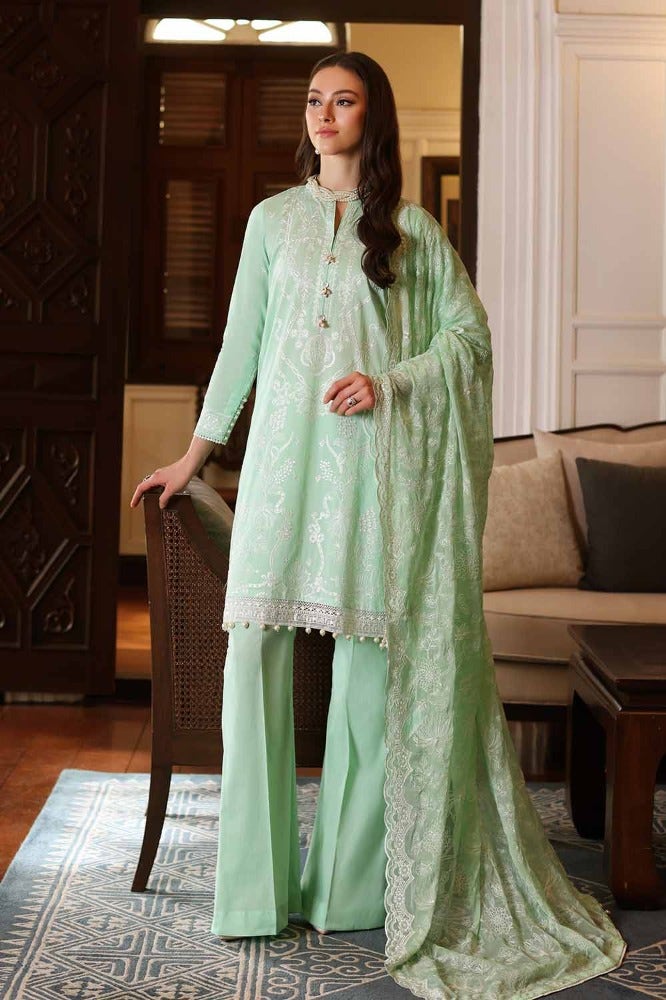 Gul Ahmed 3 Piece Custom Stitched Suit - Green - LB286276