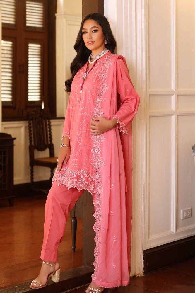 Gul Ahmed 3 Piece Custom Stitched Suit - Pink - LB286254