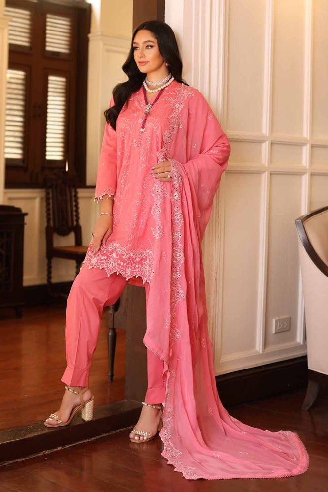 Gul Ahmed 3 Piece Custom Stitched Suit - Pink - LB286254