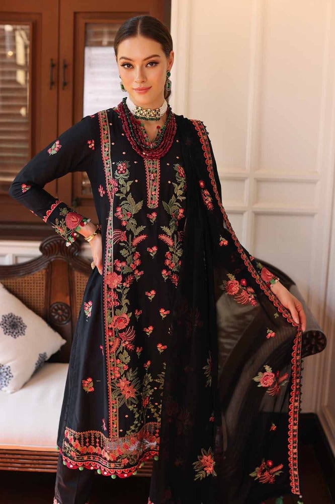 Gul Ahmed 3 Piece Custom Stitched Suit - Black - LB286240