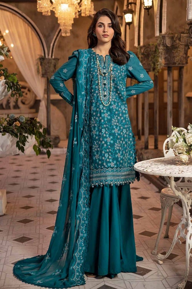 Gul Ahmed 3 Piece Custom Stitched Suit - Blue - LB286253