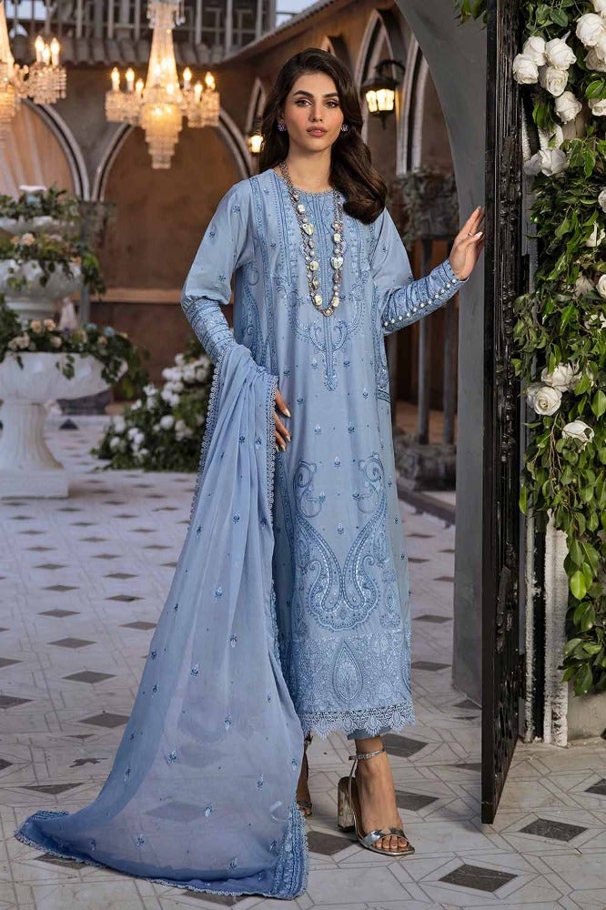 Gul Ahmed 3 Piece Custom Stitched Suit - Blue - LB286239