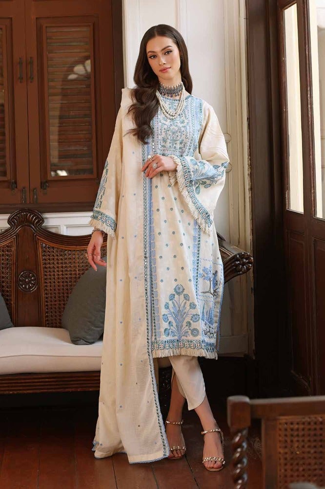 Gul Ahmed 3 Piece Custom Stitched Suit - Off-White - LB286281