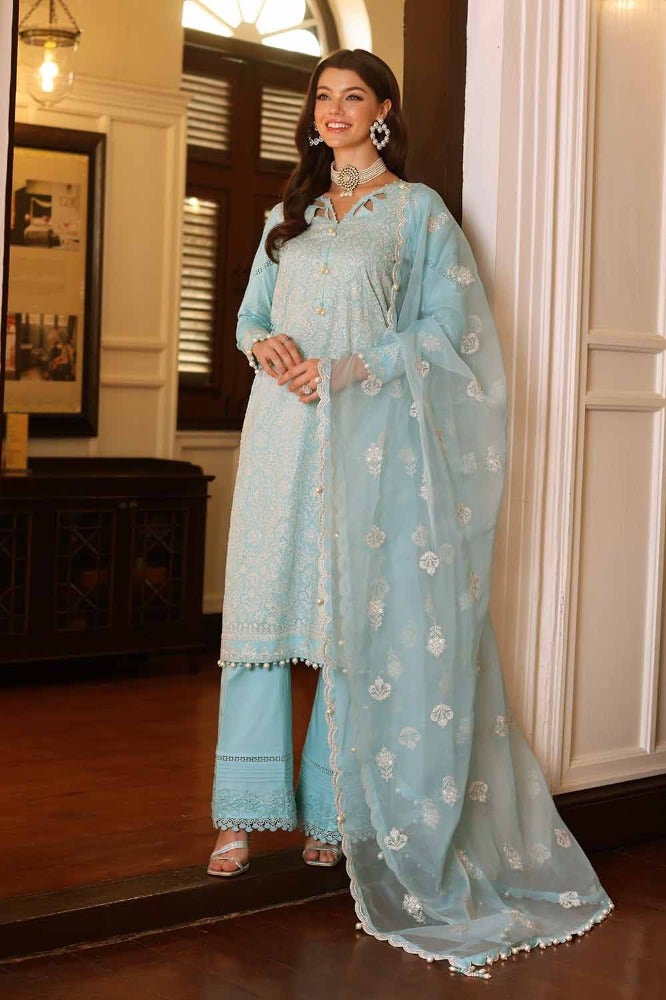 Gul Ahmed 3 Piece Custom Stitched Suit - Aqua - LB286256