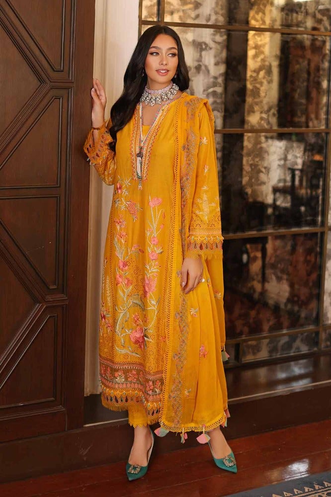 Gul Ahmed 3 Piece Custom Stitched Suit - Yellow - LB286258