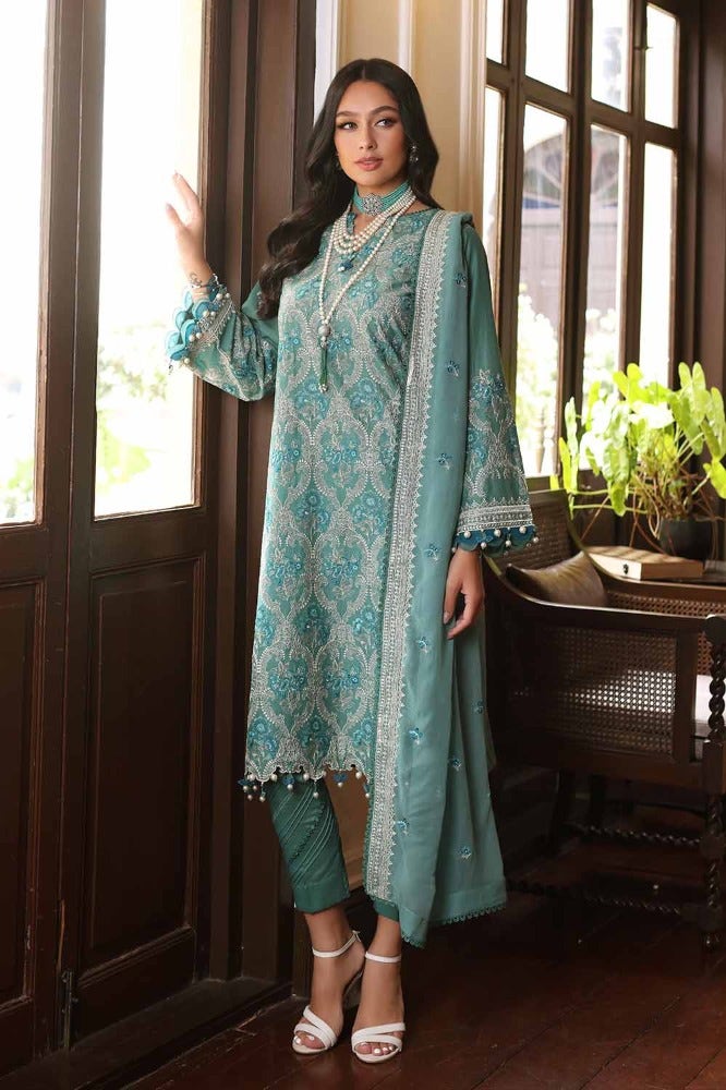 Gul Ahmed 3 Piece Custom Stitched Suit - Green - LB286230