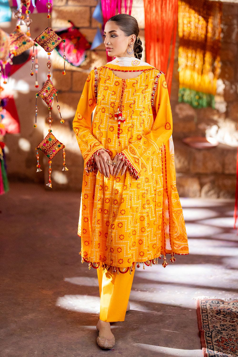 Gul Ahmed 3 Piece Custom Stitched Suit - Yellow - LB29203