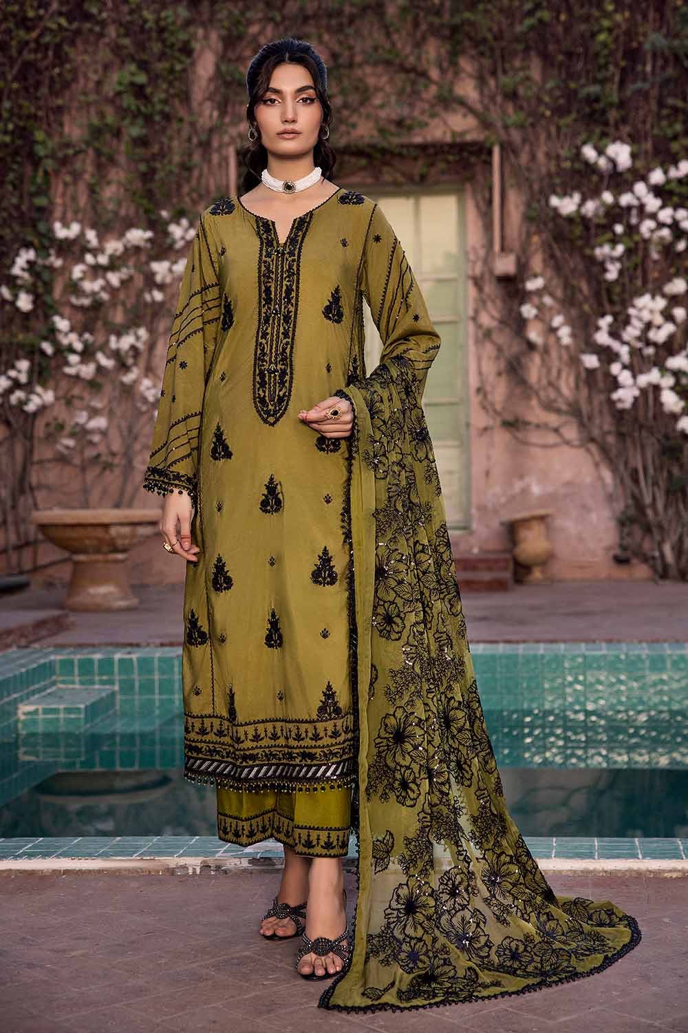 Gul Ahmed 3 Piece Custom Stitched Suit - Green - LB288991