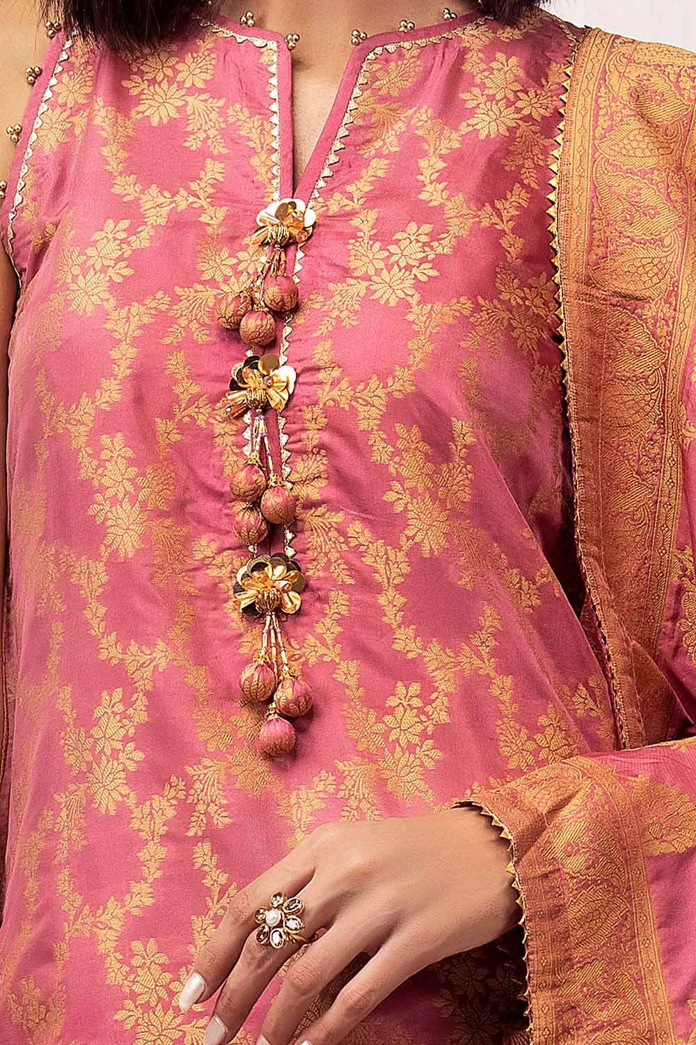 Gul Ahmed 3 Piece Custom Stitched Suit - Pink - LB288990