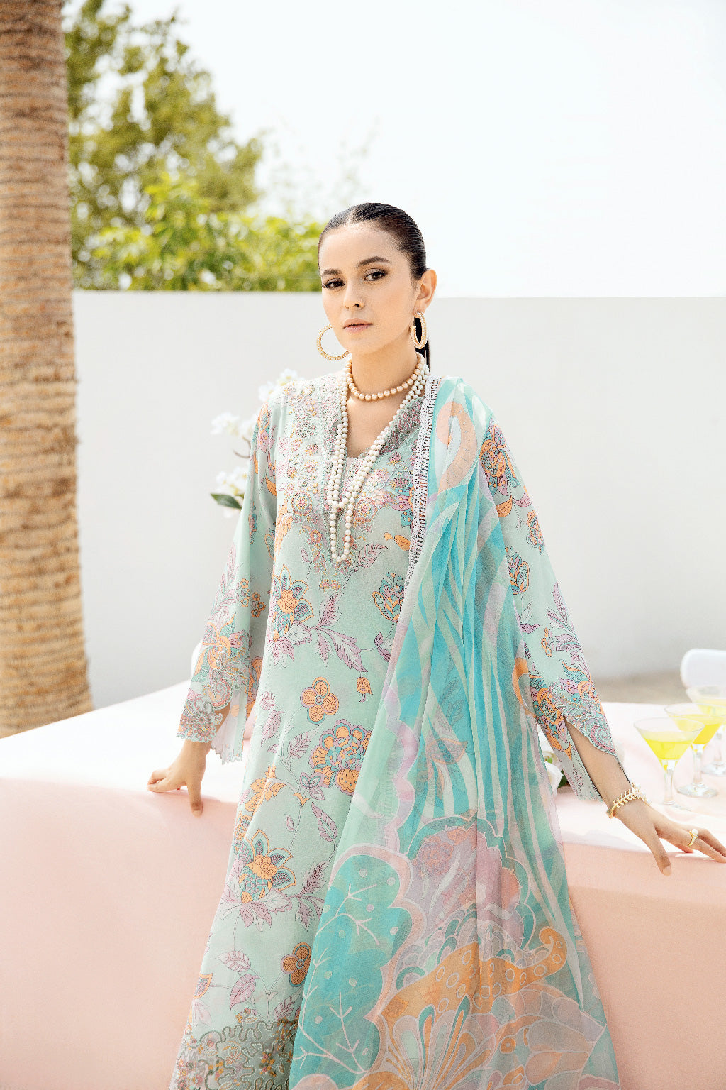 Ramsha 3 Piece Custom Stitched Suit - Aqua - LB28936