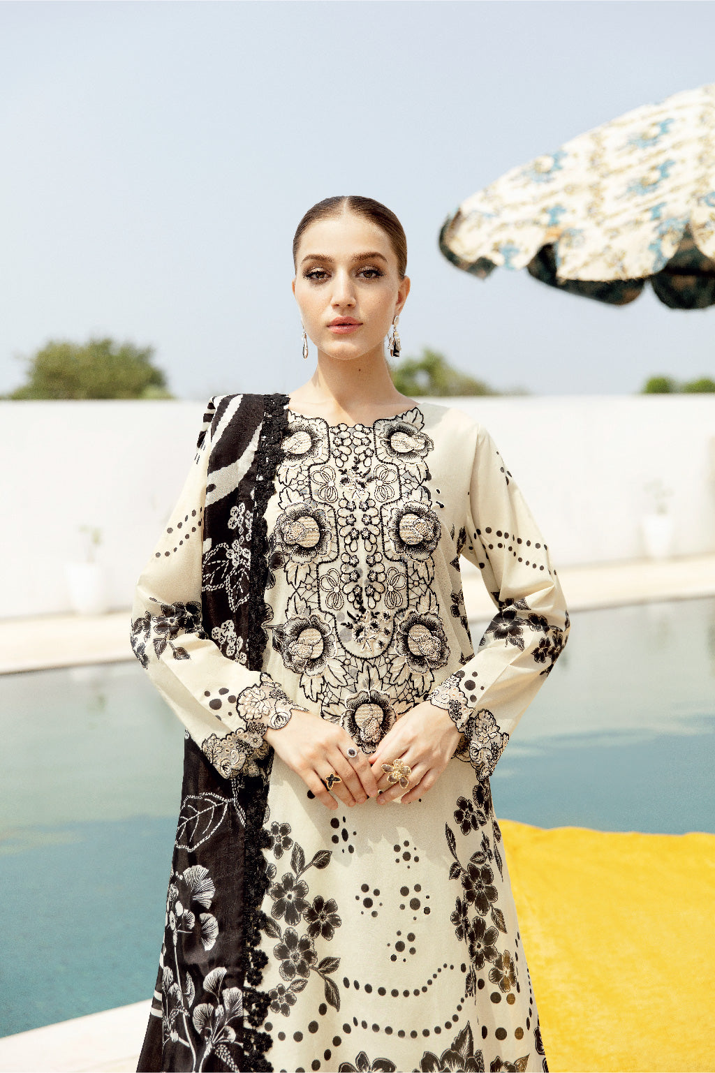 Ramsha 3 Piece Custom Stitched Suit - Beige - LB28941