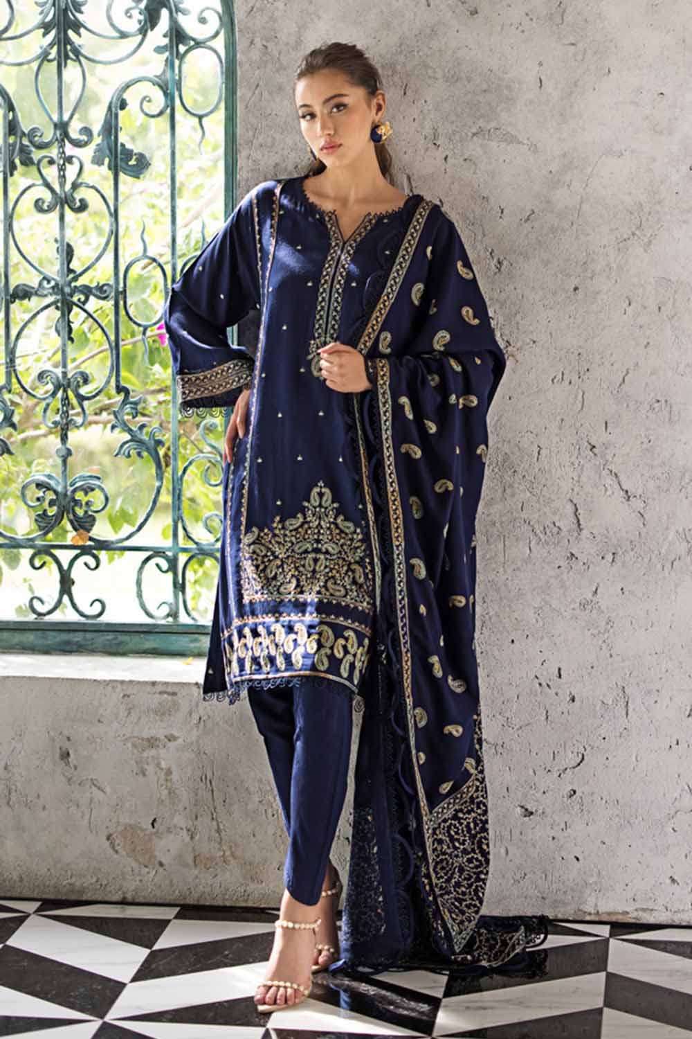 Gul Ahmed 3 Piece Custom Stitched Suit - Blue - LB285001