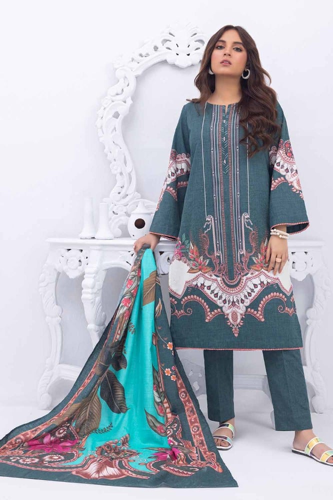 Gul Ahmed 3 Piece Custom Stitched Suit - Green - LB288016