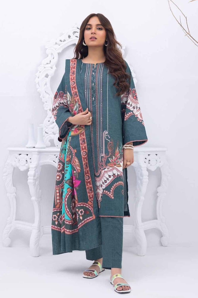 Gul Ahmed 3 Piece Custom Stitched Suit - Green - LB288016