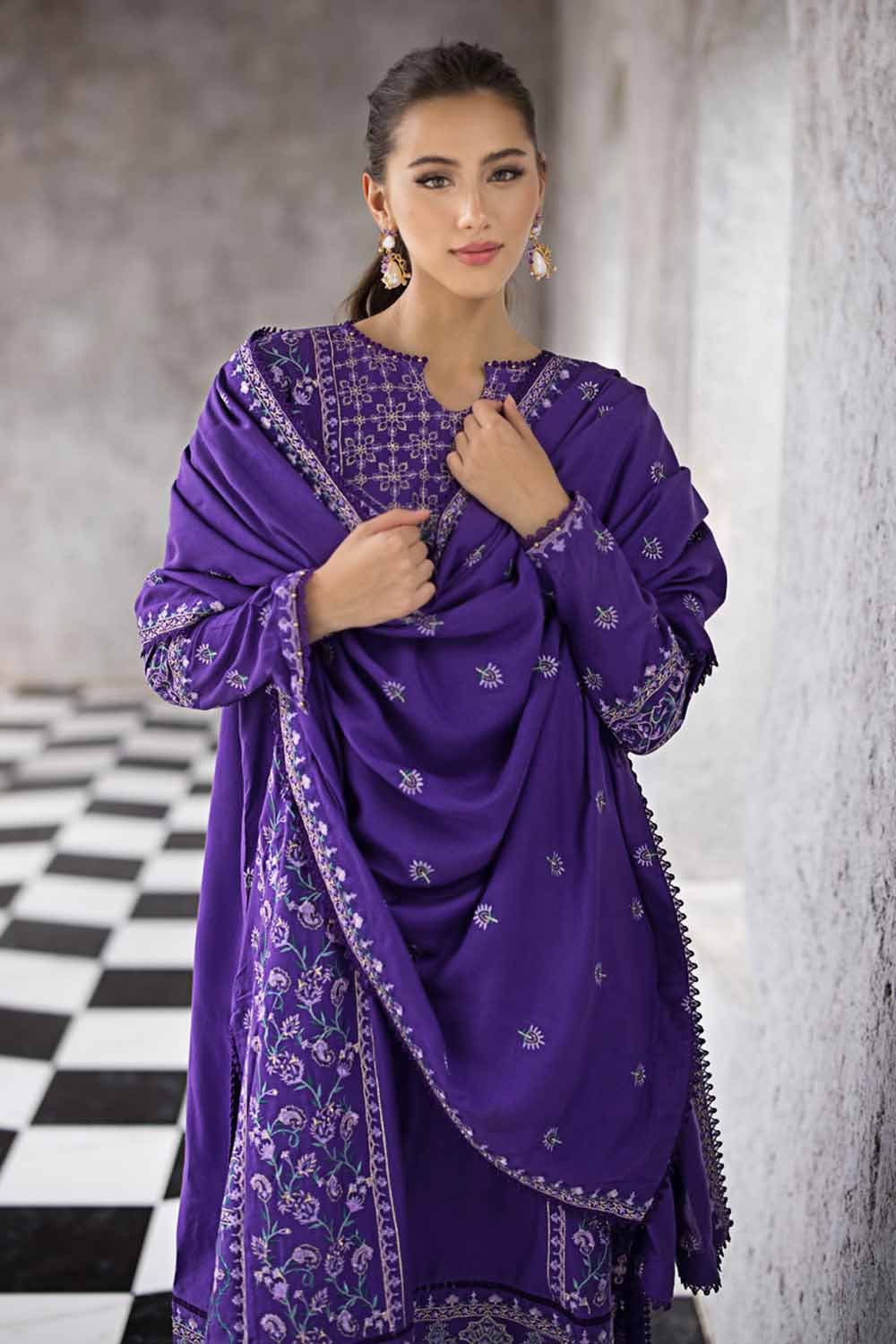 Gul Ahmed 3 Piece Custom Stitched Suit - Purple - LB284978