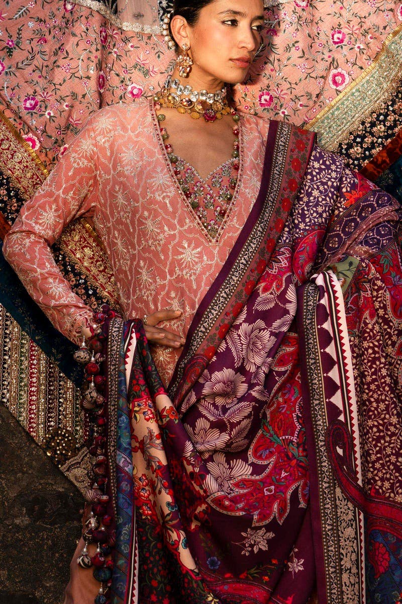 Sana Safinaz 3 Piece Custom Stitched Suit - Pink - LB284905