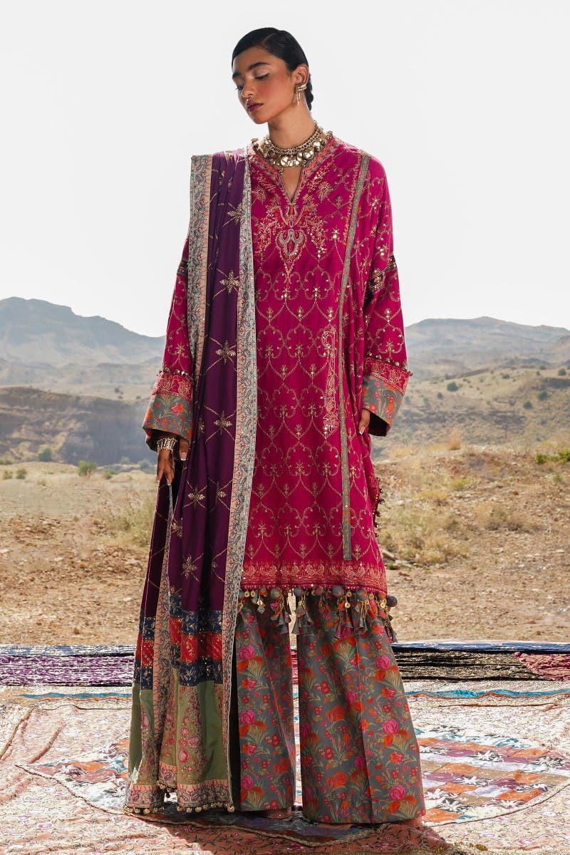 Sana Safinaz 3 Piece Custom Stitched Suit - Purple - LB284907