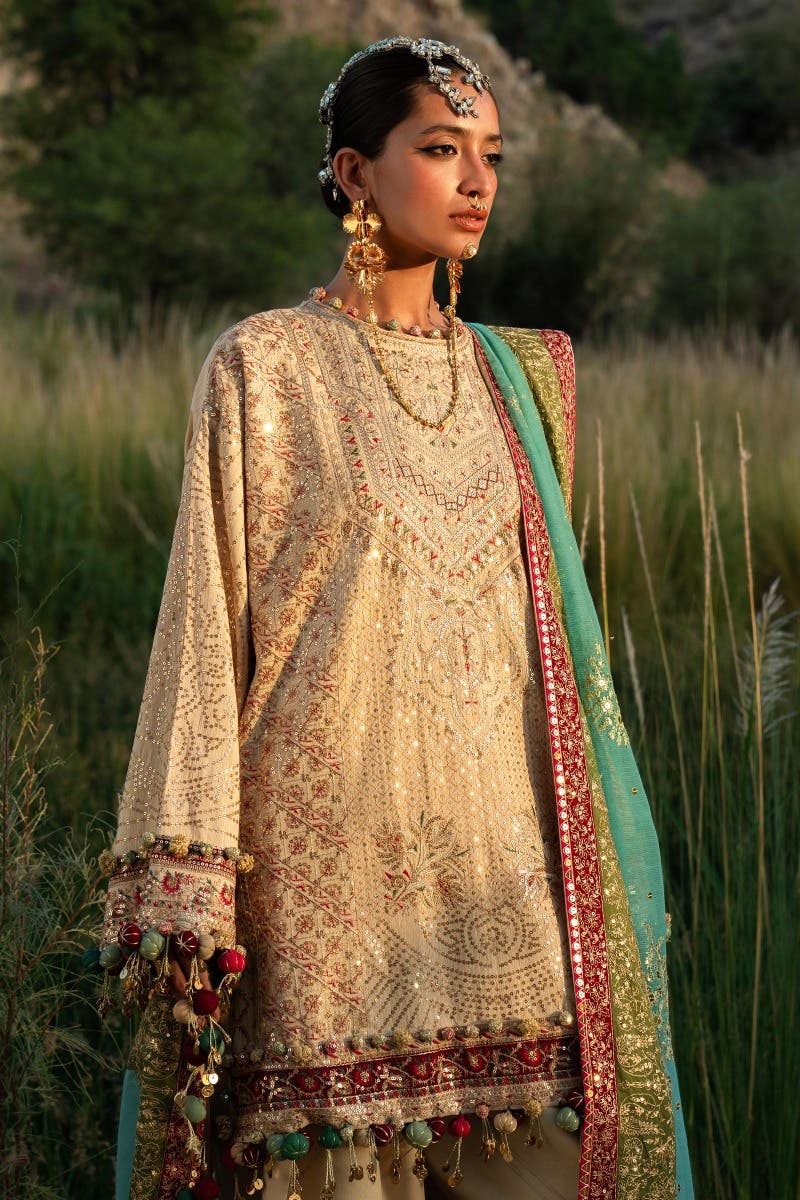 Sana Safinaz 3 Piece Custom Stitched Suit - Beige - LB284912