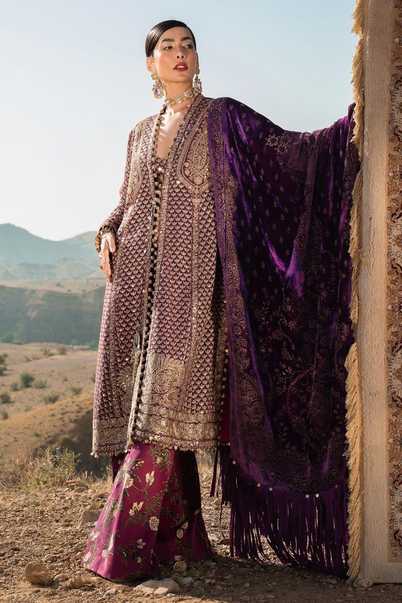 Sana Safinaz 3 Piece Custom Stitched Suit - Purple - LB284914