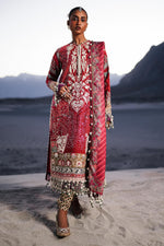 Libasco Sana Safinaz 3 Piece Custom Stitched Suit - Red - LB288479