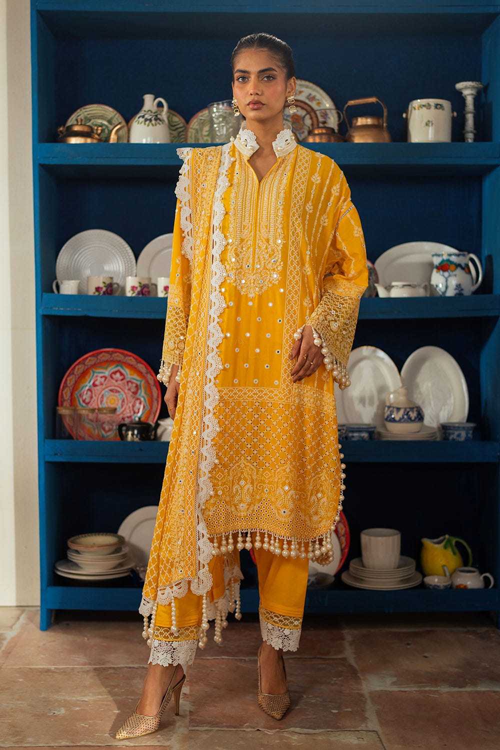 Gul Ahmed 3 Piece Custom Stitched Suit - Yellow - LB29246