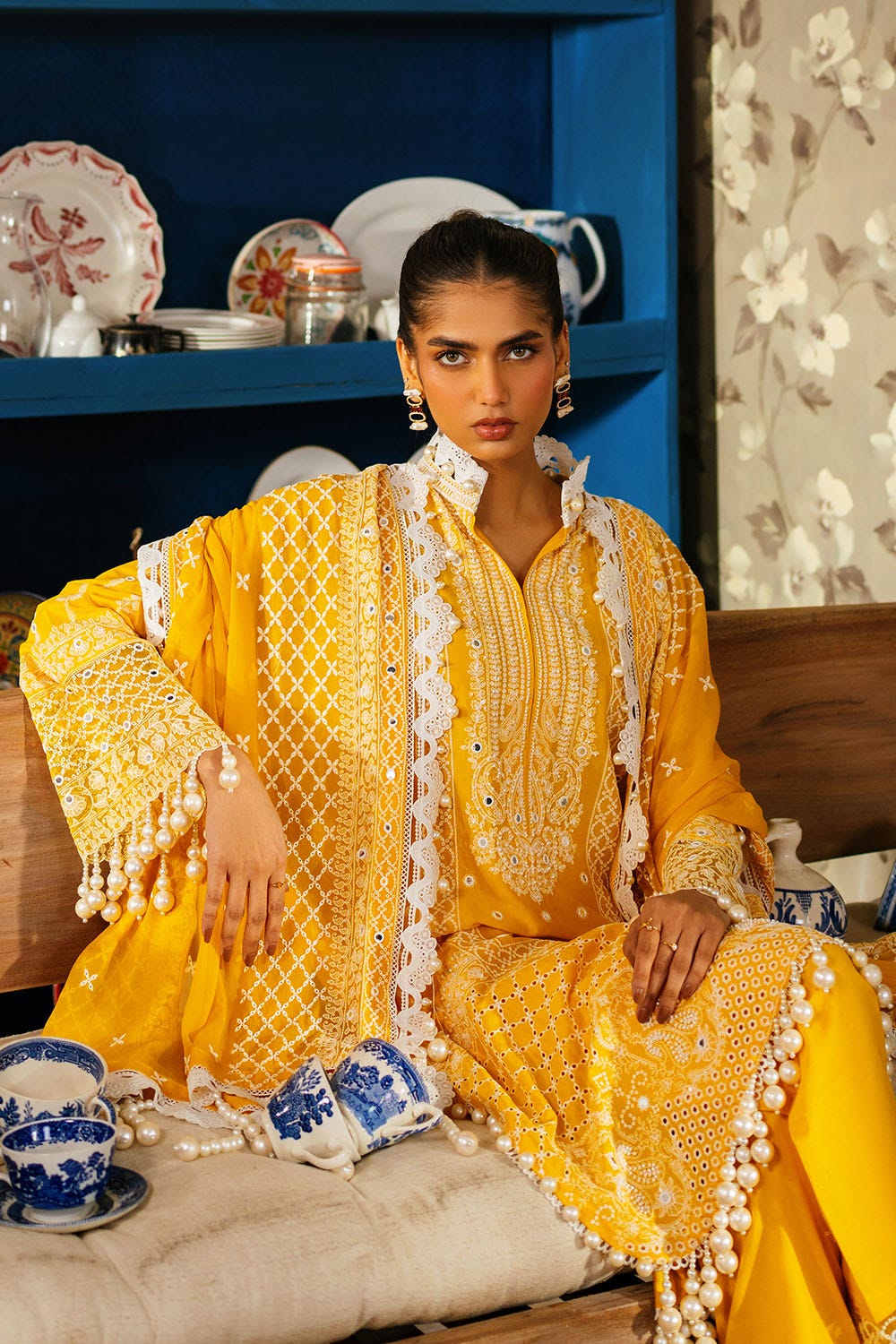 Gul Ahmed 3 Piece Custom Stitched Suit - Yellow - LB29246