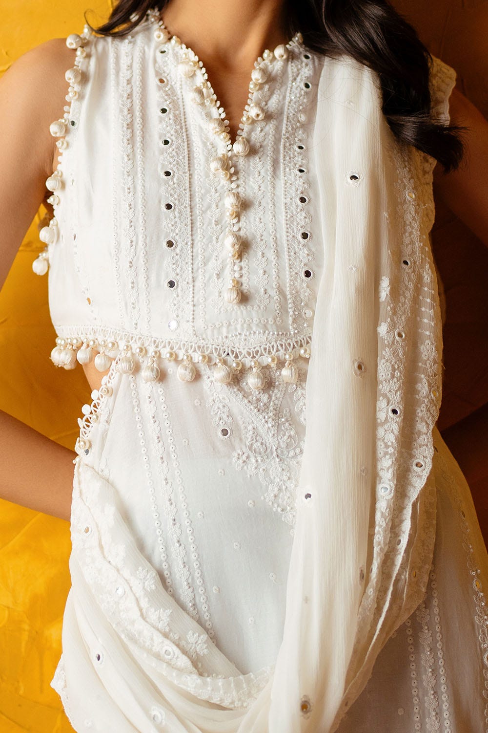 Gul Ahmed 3 Piece Custom Stitched Suit - White - LB29236