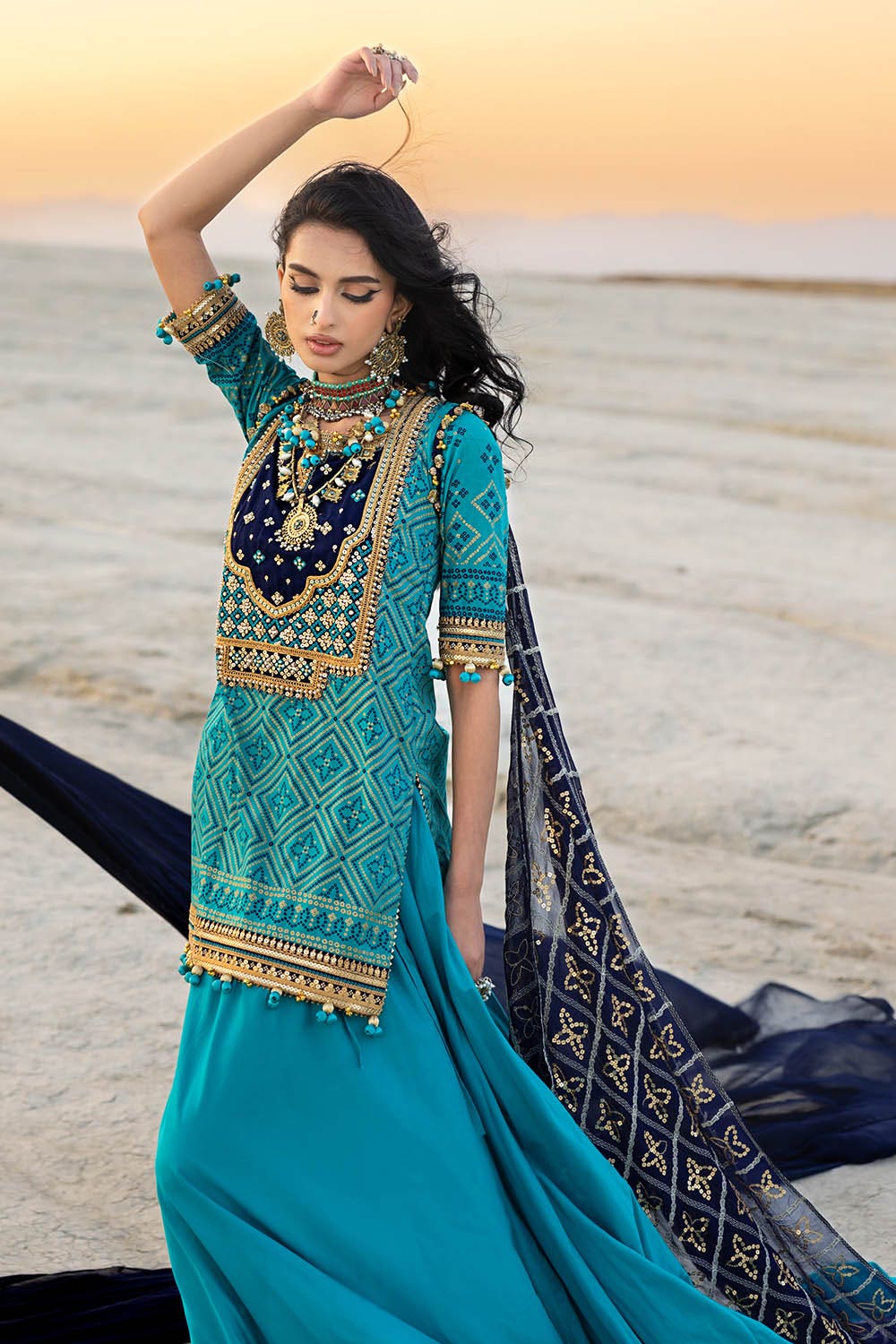 Gul Ahmed 3 Piece Custom Stitched Suit - Blue - LB29204