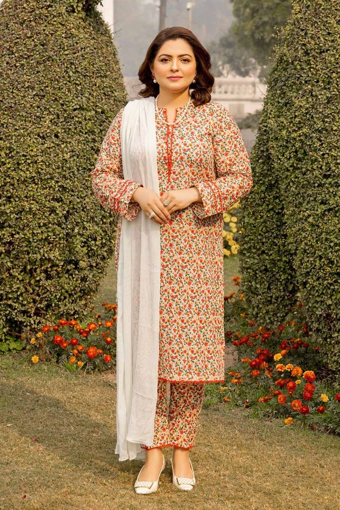 Gul Ahmed 1 Piece Custom Stitched Shirt - Orange - LB286305