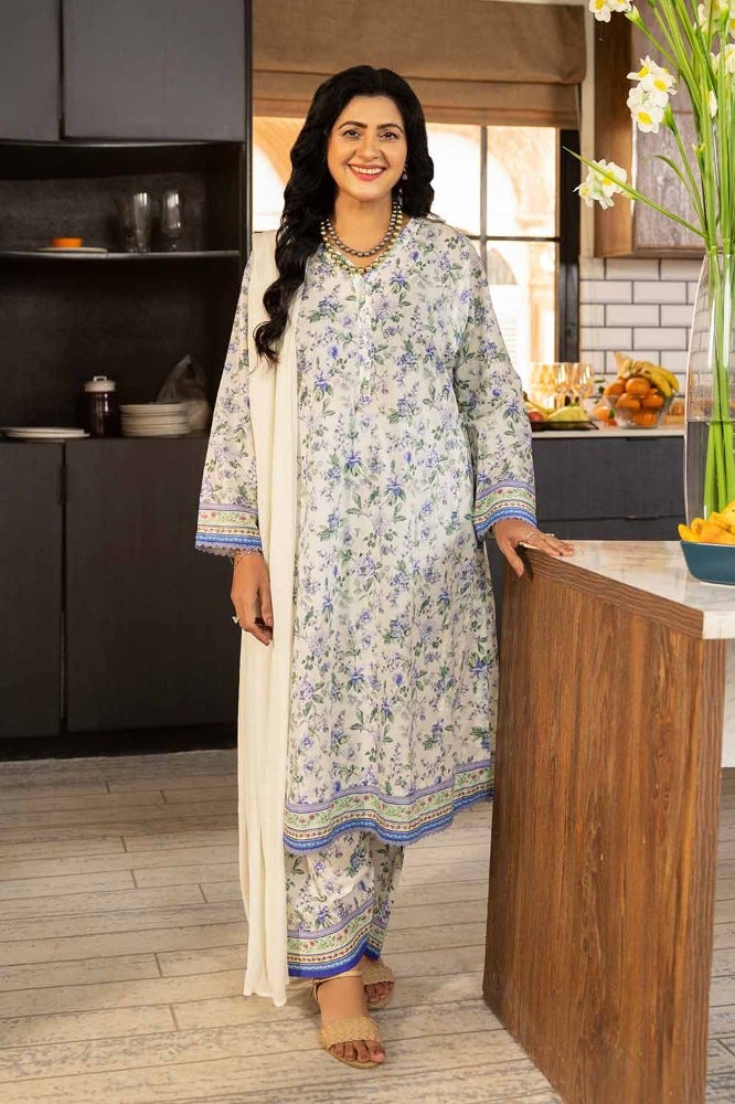 Gul Ahmed 1 Piece Custom Stitched Shirt - Blue - LB286309