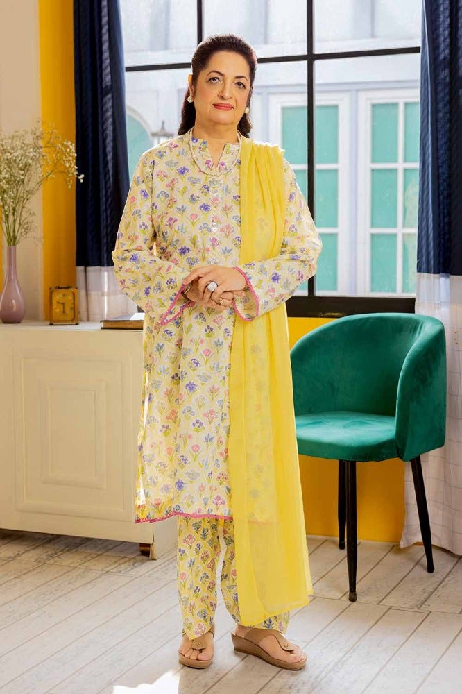 Gul Ahmed 1 Piece Custom Stitched Shirt - Yellow - LB286306