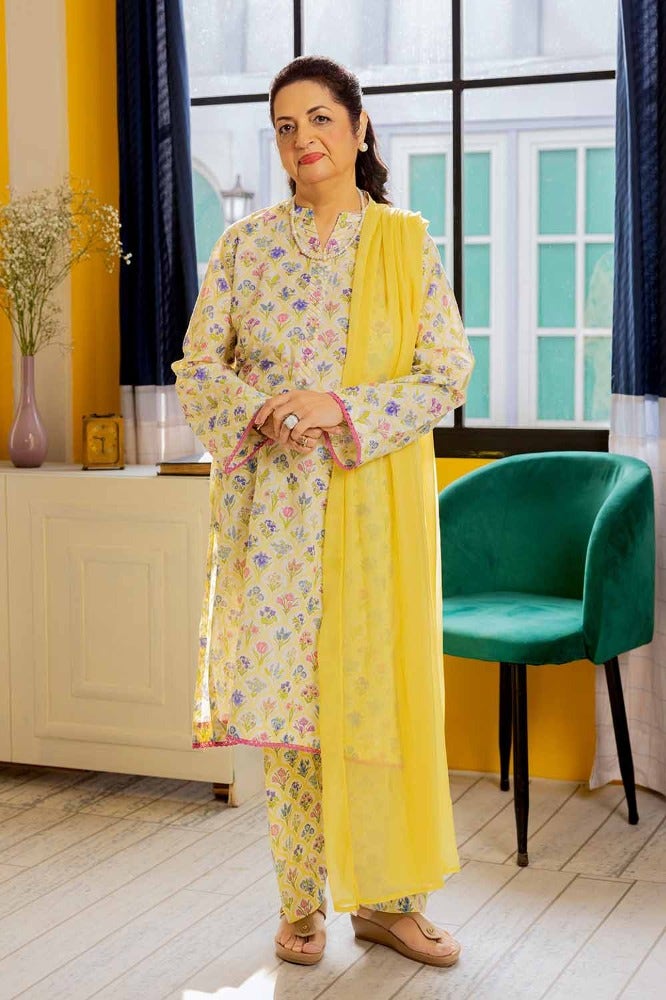 Gul Ahmed 1 Piece Custom Stitched Shirt - Yellow - LB286306