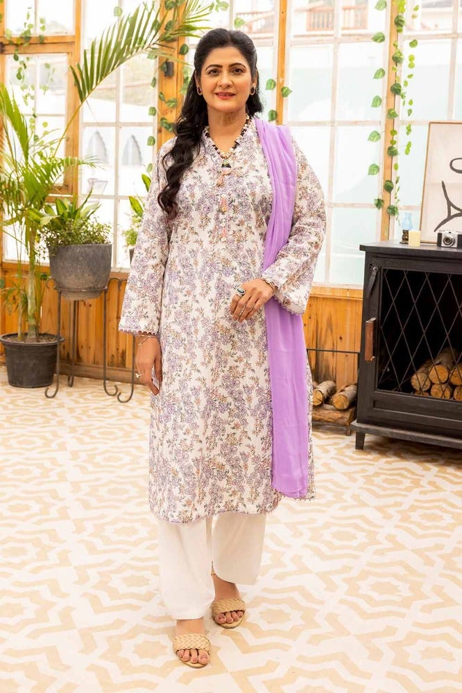 Gul Ahmed 1 Piece Custom Stitched Shirt - Purple - LB286307