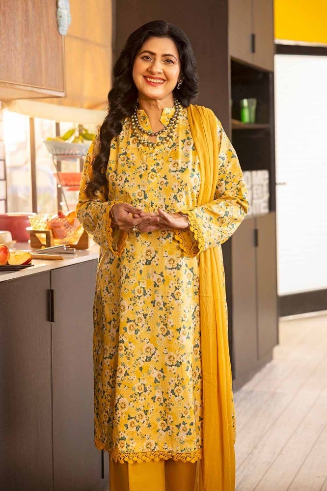 Gul Ahmed 1 Piece Custom Stitched Shirt - Yellow - LB286308